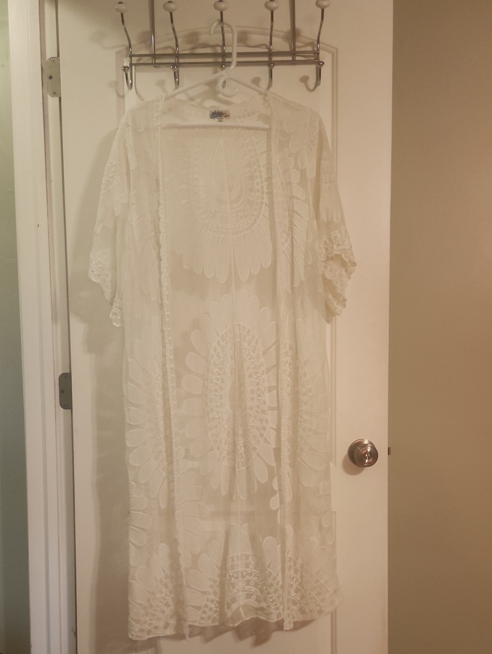 Bohemian Crochet Lace Swim Coverup in White